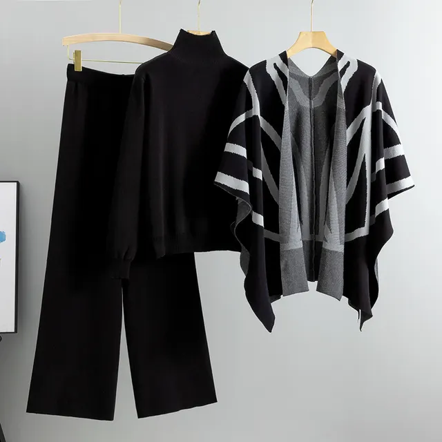 Casual Suit Women's Idle Style Knitwear Three piece Set Black - Shop at LoveMi