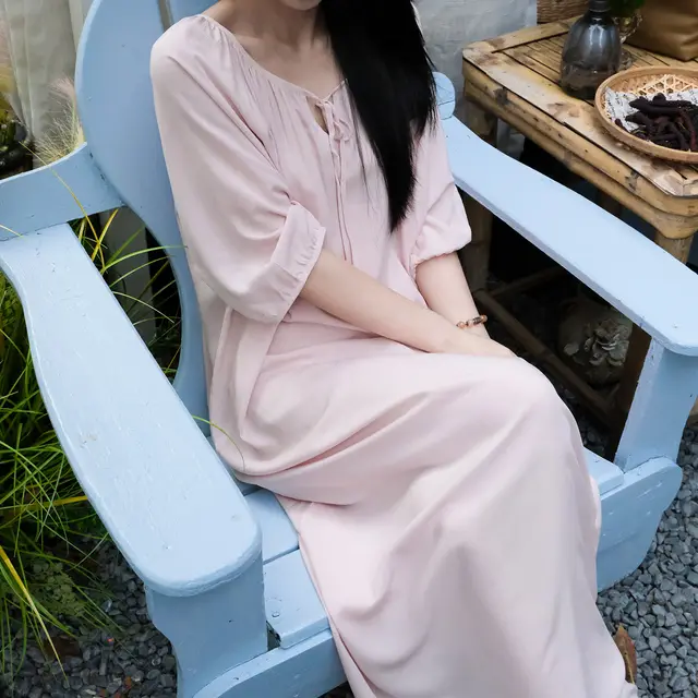 Women's Summer Casual Thin Artificial Cotton Dress Lotus Root Starch - Shop at LoveMi