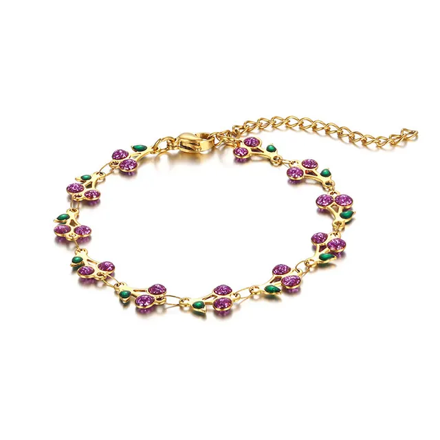 Vintage Bohemian Style Painted Dripping Oil Geometric Bracelet Necklace Alloy Ornament Purple - Shop at LoveMi