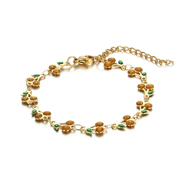 Vintage Bohemian Style Painted Dripping Oil Geometric Bracelet Necklace Alloy Ornament Yellow - Shop at LoveMi