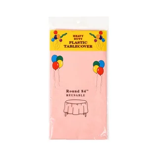 Disposable Peva Round Solid Color Tablecloth - Watermelon Powder