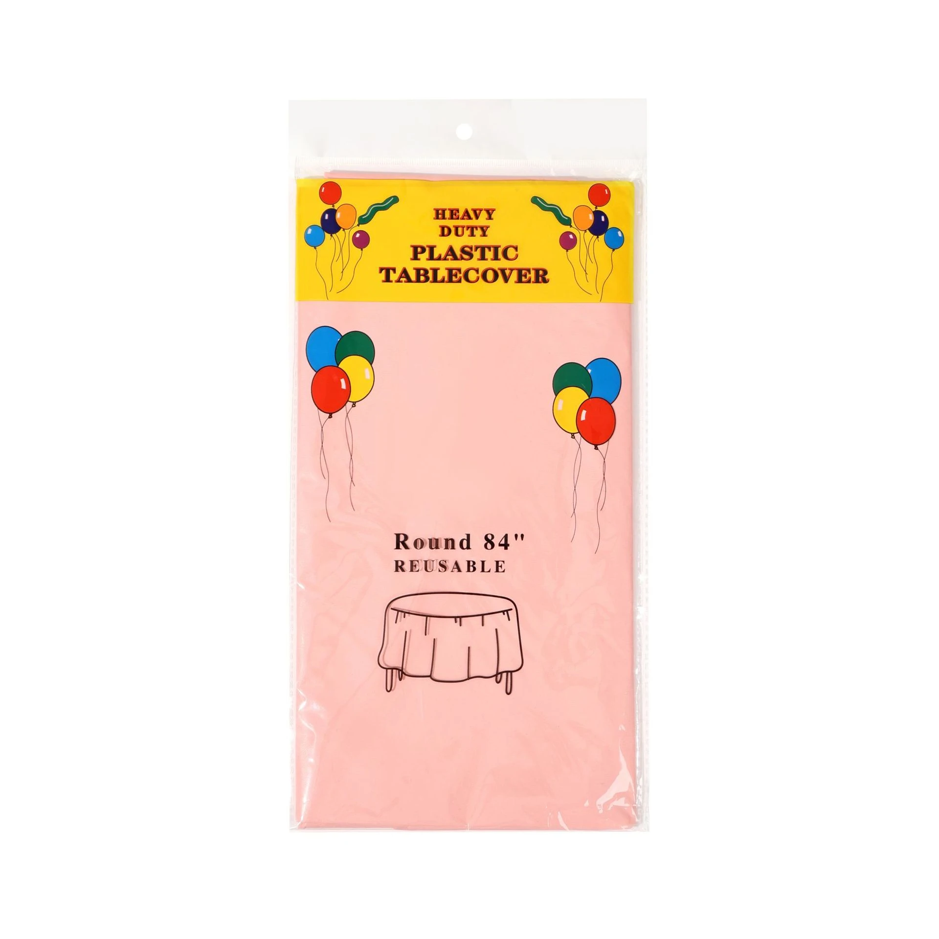 Disposable Peva Round Solid Colour Tablecloth - Watermelon Powder