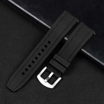 Flat Watch Band Quick Release Silicone Strap Black - Shop at LoveMi