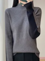 Autumn And Winter Two Sides Can Wear Color Matching Knitted Sweater - Gray