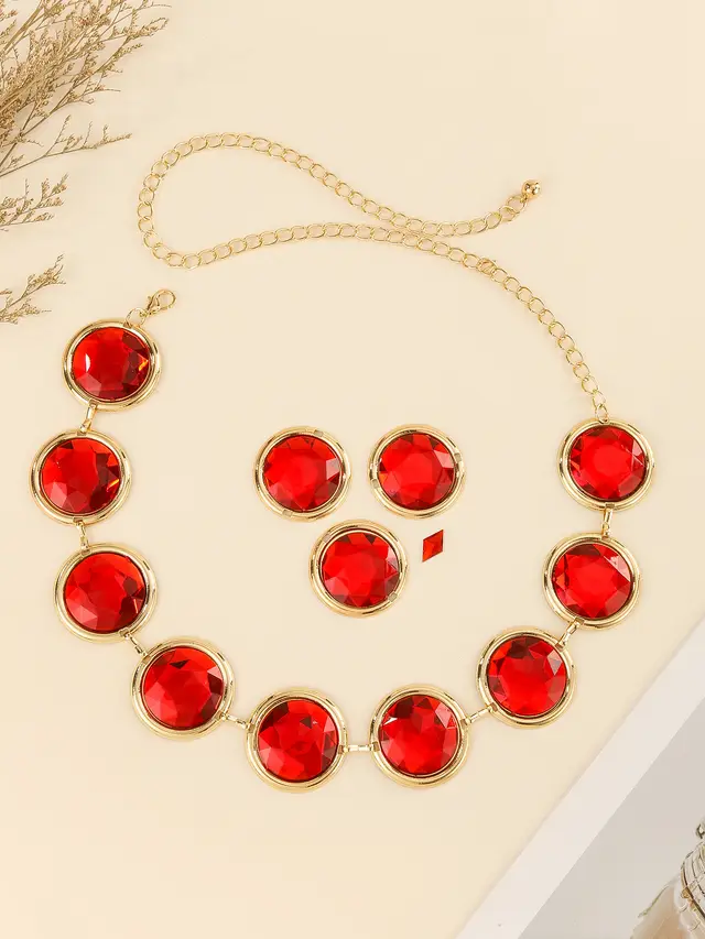 Women's Mirror Casual Decorative Corset Resin Crystal Ruby 2Style - Shop at LoveMi