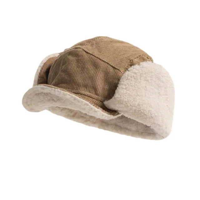 Japanese style Retro Corduroy Warm Ear Protection Ushanka Khaki - Shop at LoveMi