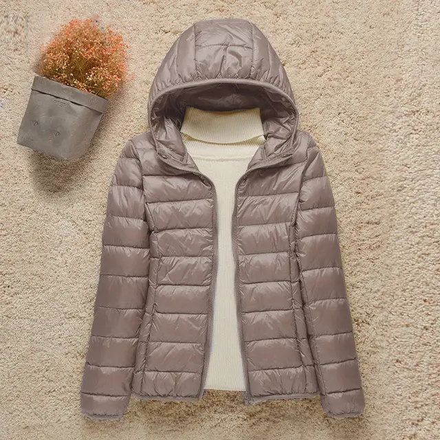 Women's Autumn And Winter Slim Slim Down Jacket Khaki - Shop at LoveMi