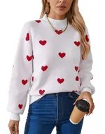 Autumn And Winter New Love Brocade Sweater Women - White And Red