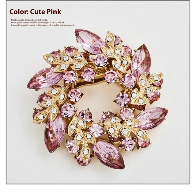 Korean Style Bauhinia Brooch Scarf Pin Dual use Fashion Crystal Diamond Brooch Pink - Shop at LoveMi
