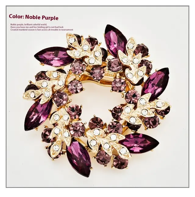 Korean Style Bauhinia Brooch Scarf Pin Dual use Fashion Crystal Diamond Brooch Purple - Shop at LoveMi