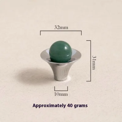 French Retro Light Luxury Golden Brass Handle Silver Green Aventurine - Shop at LoveMi