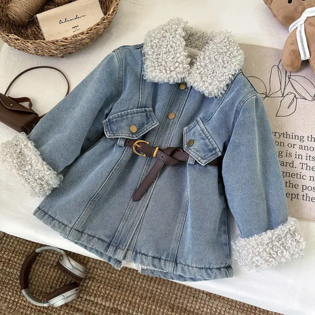 Elegant Blue Long Sleeve Denim Thickened Children Shirt Baby Coat - Shop at LoveMi