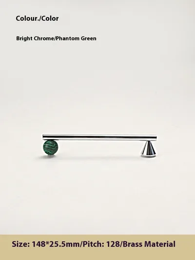 Original Design Brass Crystal Nordic Cabinet Door Wardrobe Shoe Cabinet Furniture Silver Small Handle Silver Green 128 Hole Spacing - Shop at LoveMi