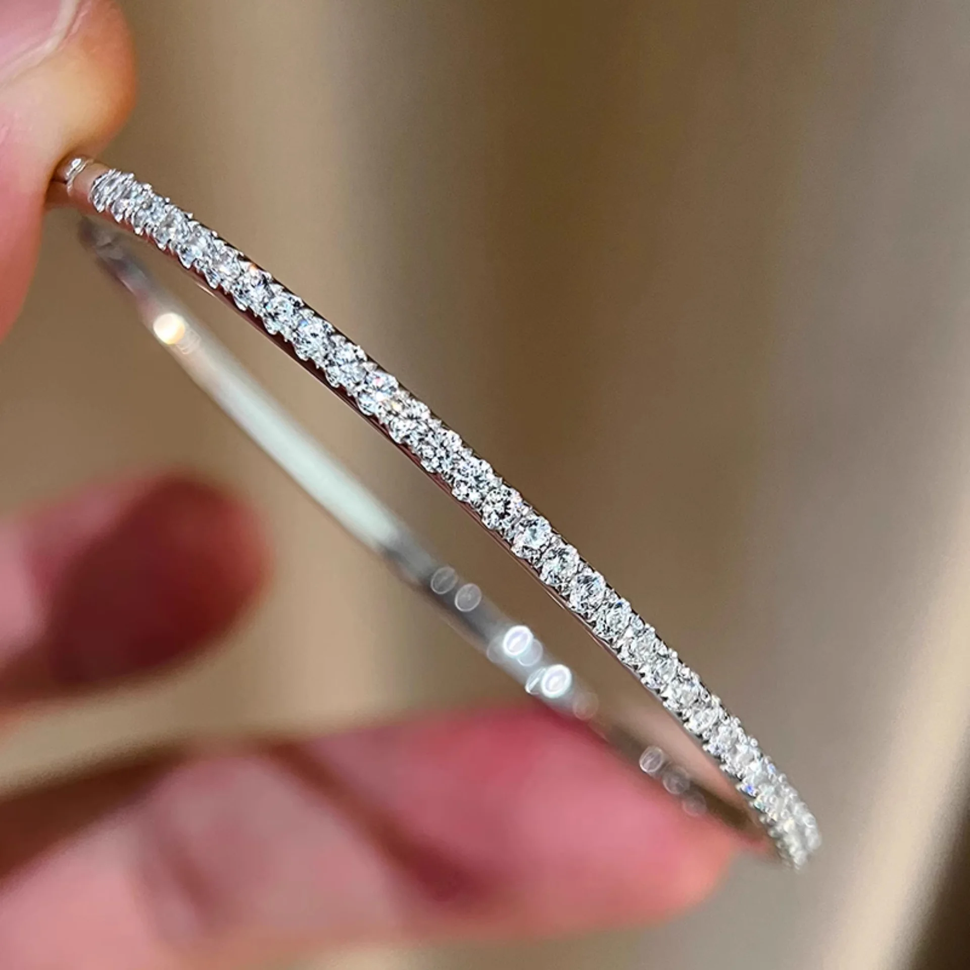 Half Circle Diamond Bracelet Female Affordable Luxury Fashion Niche Exquisite Diamond In The Debris - White Gold Color - View 1