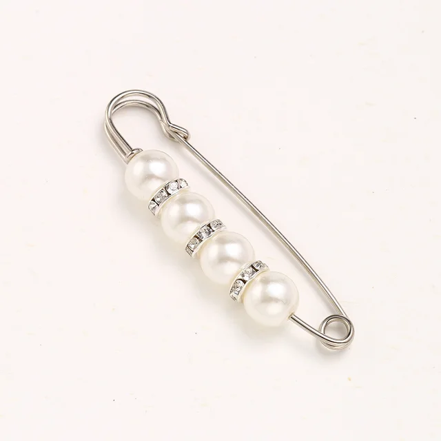 Cross border Pearl Waist Of Trousers Pin Fixed Clothes Skirt Brooch Belt Buckle 5.5Cm Silver Pearl - Shop at LoveMi