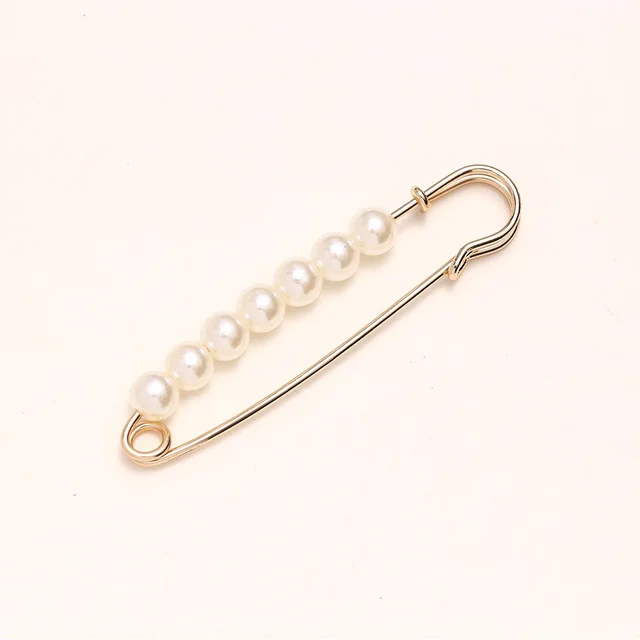 Cross border Pearl Waist Of Trousers Pin Fixed Clothes Skirt Brooch Belt Buckle 7Cm Needle Pearl - Shop at LoveMi