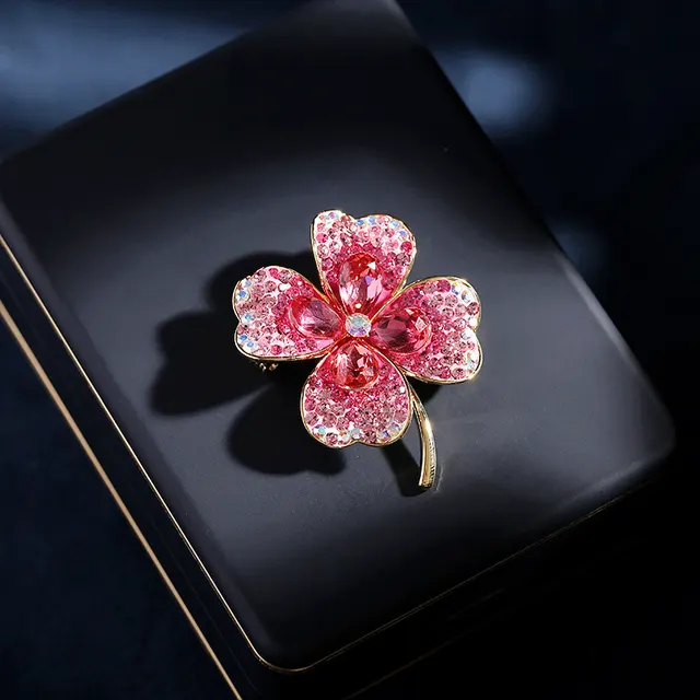 New Alloy Brooch High Sense Niche High end Pin Coat Suit High end All match Corsage Rose Red Clover - Shop at LoveMi