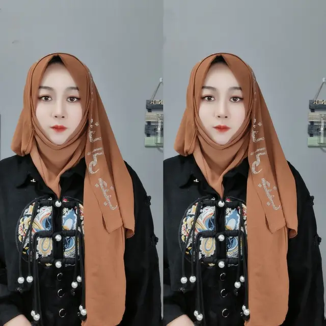 Letter New Pearl Chiffon Fabric Scarf Latte - Shop at LoveMi