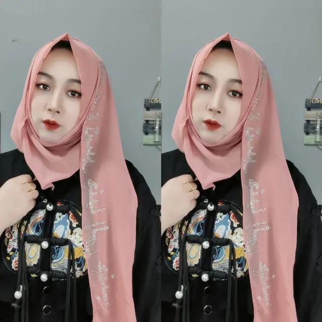 Letter New Pearl Chiffon Fabric Scarf Peach Pink - Shop at LoveMi