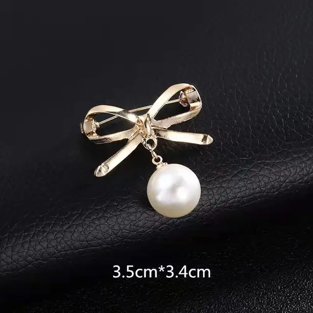 Small Bow High end Corset Sewing Free Shirt Anti exposure Button 16 Bow Pearl Pin - Shop at LoveMi
