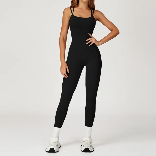 Jumpsuit Cross Back One piece Slim fit Yoga Wear Advanced Black - Shop at LoveMi