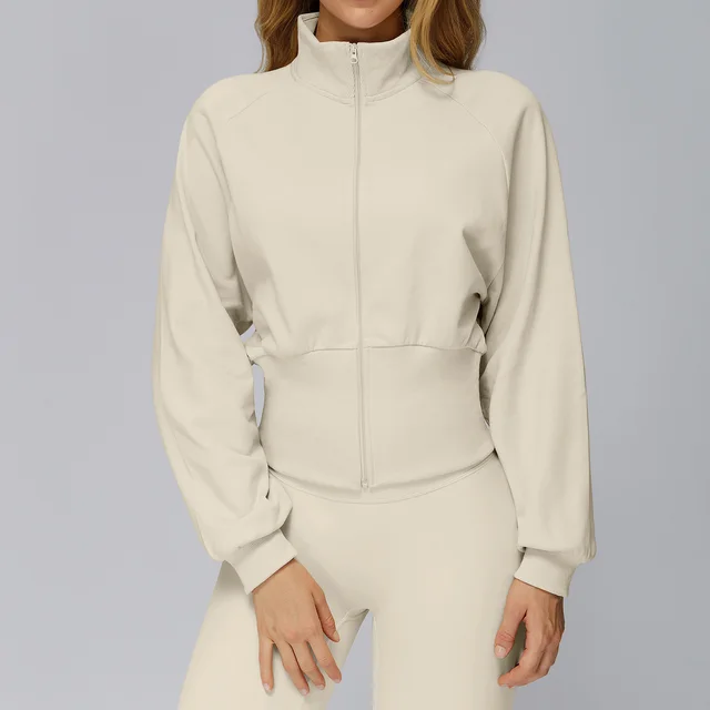 Autumn And Winter Stand Collar Sweater Windproof Zipper Thermal Sweater Khaki - Shop at LoveMi
