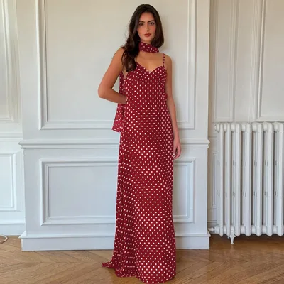 French Style Temperament Dot Sexy V neck Strap Dress Red - Shop at LoveMi