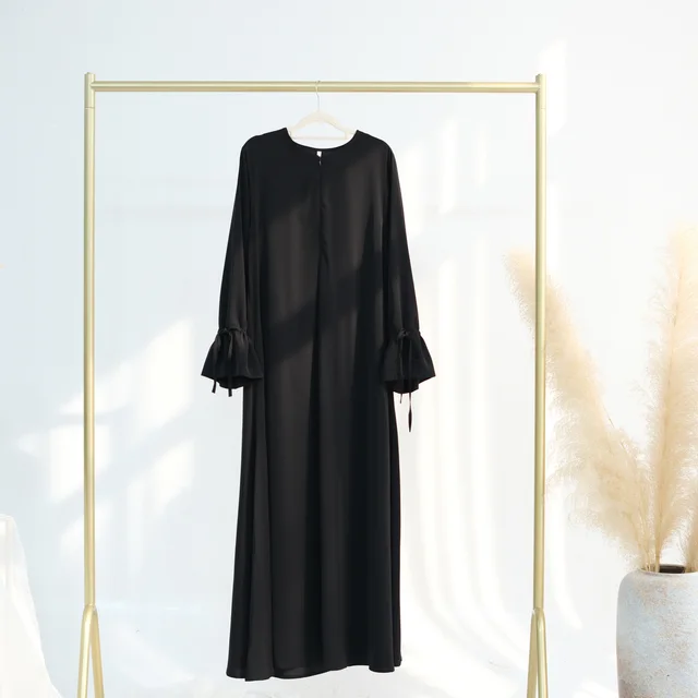 Women's Turkish Solid Color Lace up Sleeve Gown Black - Shop at LoveMi