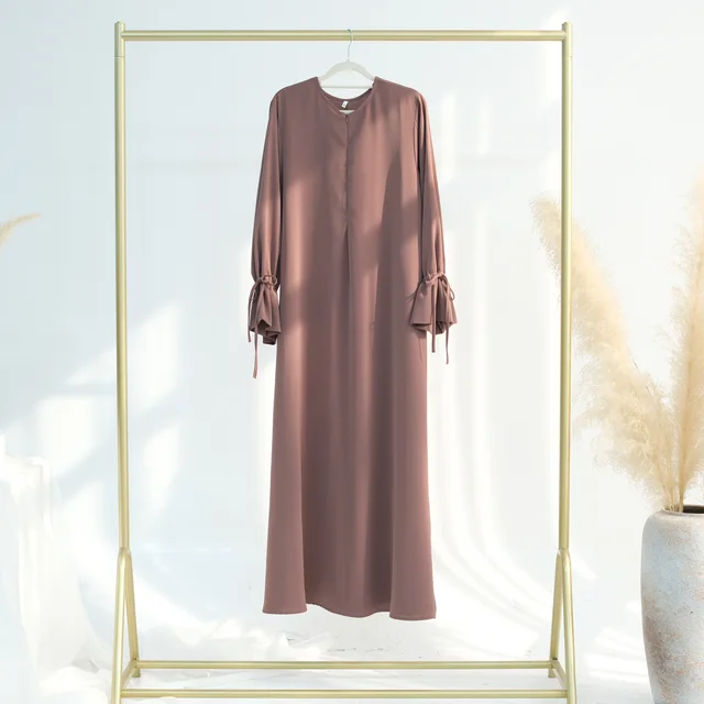 Women's Turkish Solid Color Lace up Sleeve Gown Khaki - Shop at LoveMi
