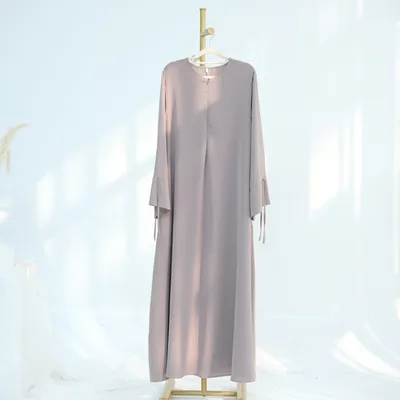 Women's Turkish Solid Color Lace up Sleeve Gown Taro Color Xl - Shop at LoveMi
