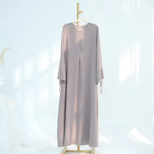 Women's Turkish Solid Color Lace up Sleeve Gown Taro Color - Shop at LoveMi
