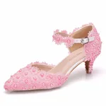 Pointed Toe Low Heel Large Size Sandals For Women - Pink