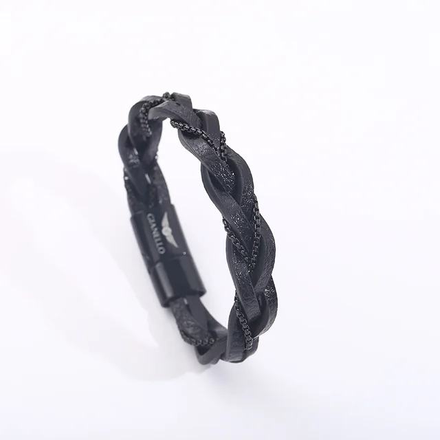Cattle Unisex Style Hand woven Men's Leather Bracelet Black - Shop at LoveMi