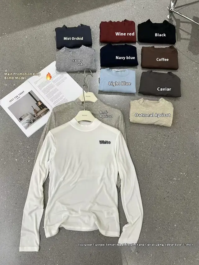 Half Turtleneck Wool Base Shirt Female 2 Solid Color Inner Wear Coffee - Shop at LoveMi