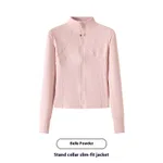 Sports Coat Workout Clothes Women's Long-sleeved Top Running - Beier Pink
