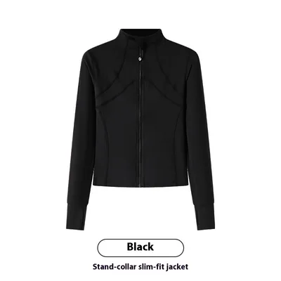 Sports Coat Workout Clothes Women's Long sleeved Top Running Black - Shop at LoveMi