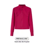 Sports Coat Workout Clothes Women's Long-sleeved Top Running - Wild Berry Color
