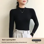 Half Turtleneck Bottoming Shirt Women's Autumn And Winter New Western Style - Black