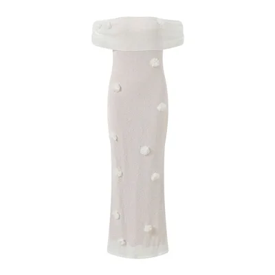 Flower Off shoulder Dress Gentle Dress White - Shop at LoveMi