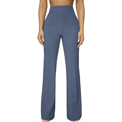 High Waist All matching Fashion Business Commute Fall Women's Clothing Casual Business Pants Trousers Gray And Blue - Shop at LoveMi