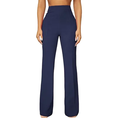 High Waist All matching Fashion Business Commute Fall Women's Clothing Casual Business Pants Trousers Navy - Shop at LoveMi