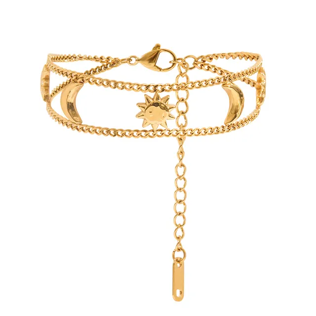 Classic Wind Gold Stainless Steel Sun Moon Bracelet Jdb0304045 - Shop at LoveMi