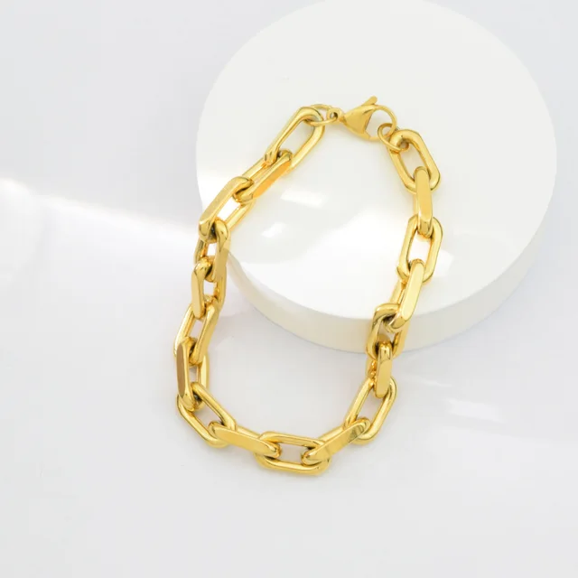 Men's High Sense Cuban Link Chain Hip Hop Style Niche Temperament Design Simple All match 2111 Gold Bracelet 21Cm - Shop at LoveMi