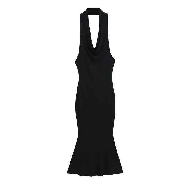Bare Back Tight Sexy Sheath Fishtail Dress Black - Shop at LoveMi