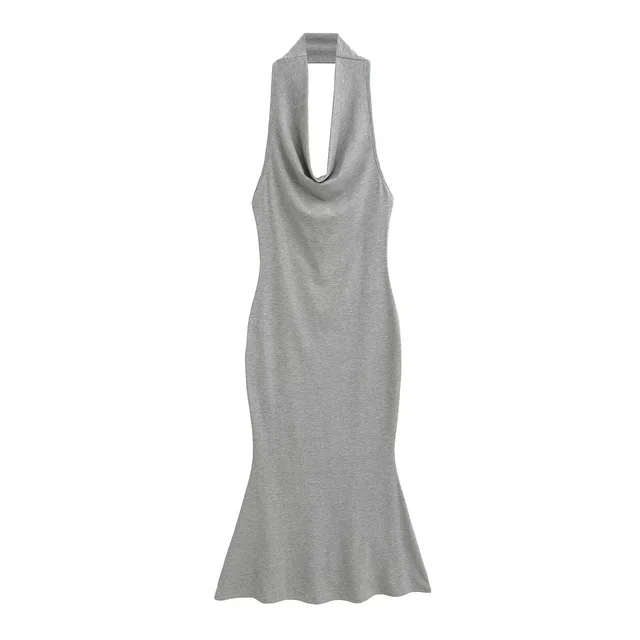Bare Back Tight Sexy Sheath Fishtail Dress Light Gray Grey - Shop at LoveMi