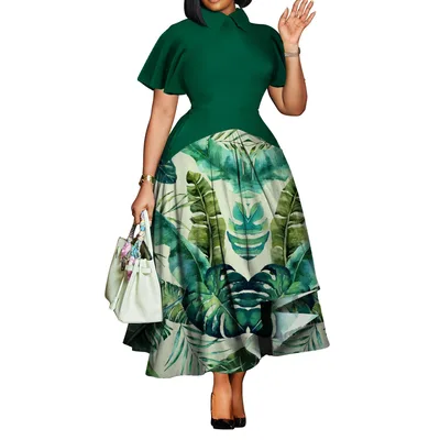 Summer Fashion Elegant African Plus Size Dress Green - Shop at LoveMi