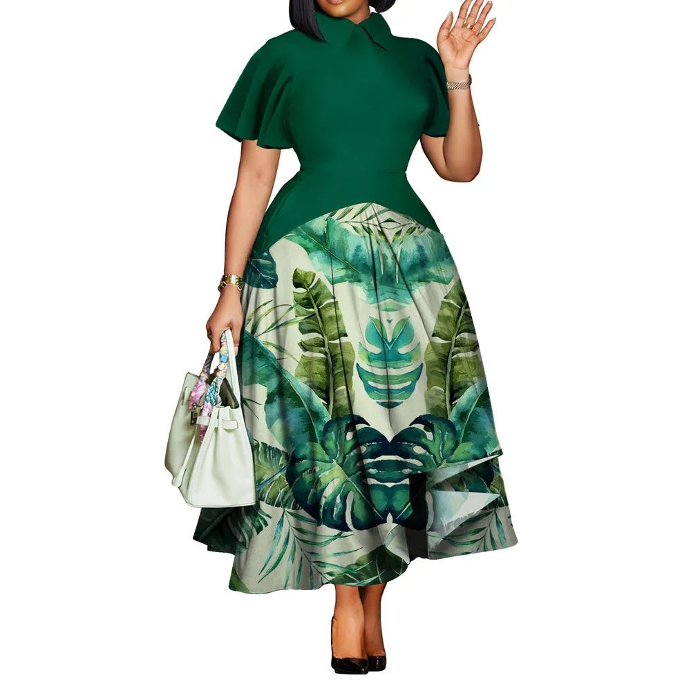 Summer Fashion Elegant African Plus Size Dress Green - Shop at LoveMi