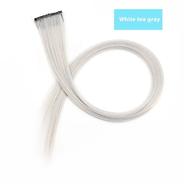 Color Hair Hanging Ear Dyed Wig Set Hair Extension Color Stripes Hot Color White Tea Gray - Shop at LoveMi