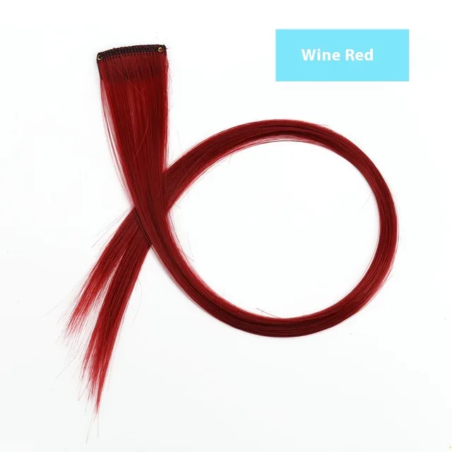 Color Hair Hanging Ear Dyed Wig Set Hair Extension Color Stripes Hot Color Wine Red - Shop at LoveMi