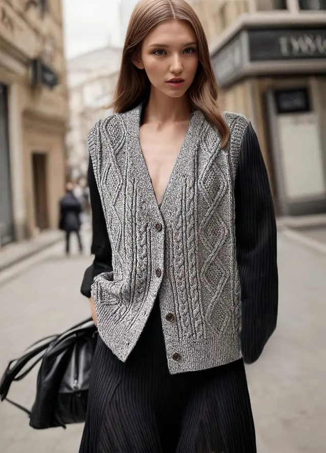 Sleeveless Bandage Dress Sweater Cardigan Fashion Gray - Shop at LoveMi